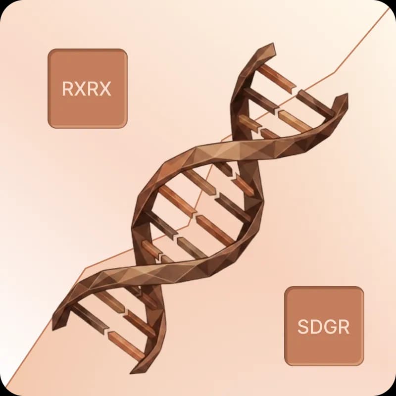DNA double helix connecting RXRX and SDGR tiles