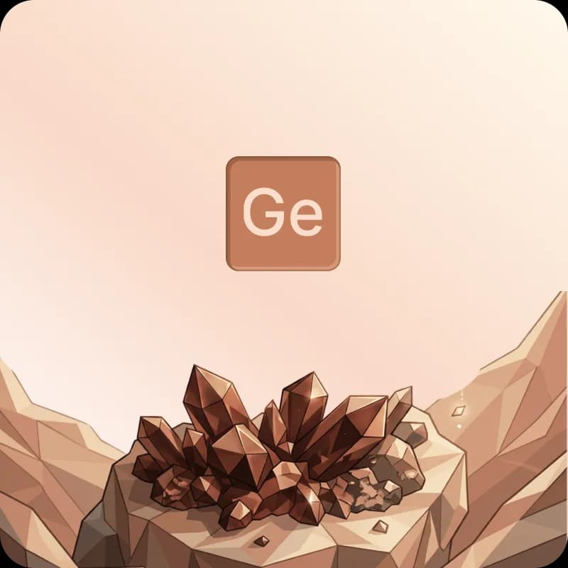 Germanium crystal cluster next to a Ge element tile